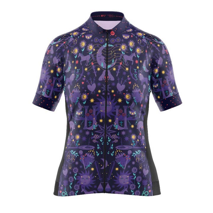 Women's Moonchild Purple Cycling Jersey for wholesale by Fat Lad At The Back