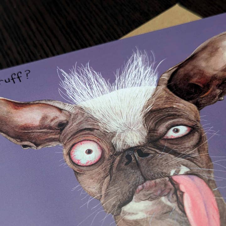 Hes Designs – Engroshandel God-bedring-kort – God bedring grim hund kort, Føler dig sløj hilsen kort