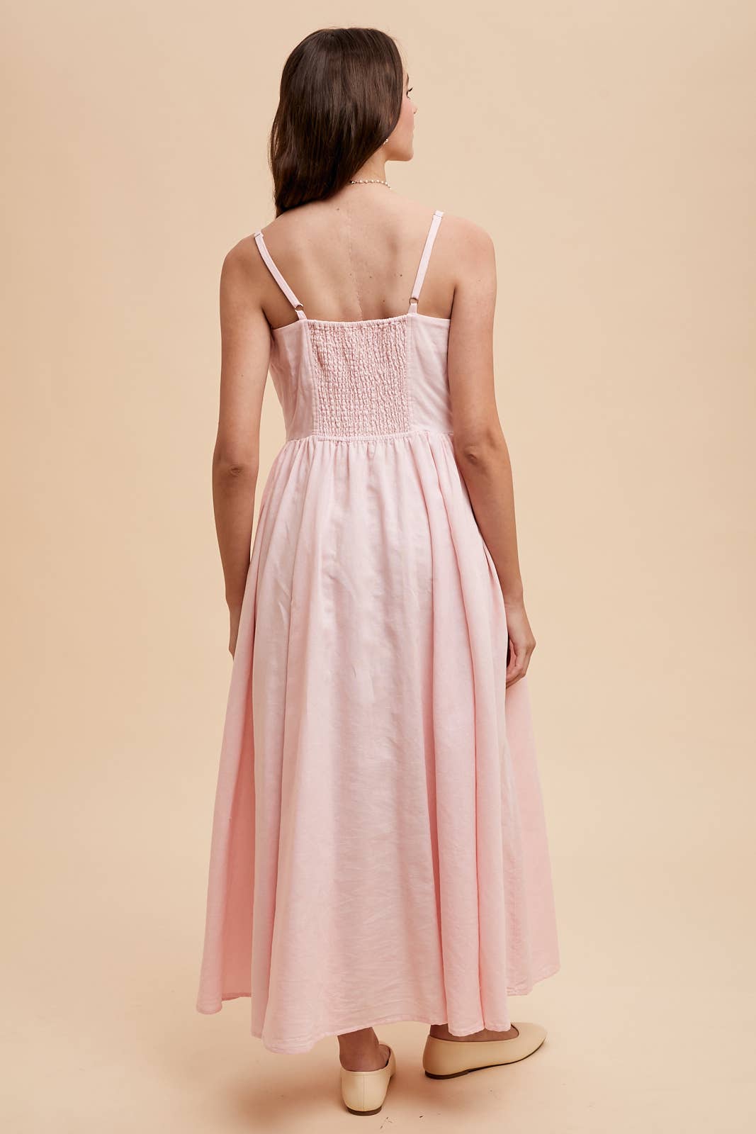 In Loom - Wholesale Dress - Women's - LINEN BLEND BUTTON DRESS14