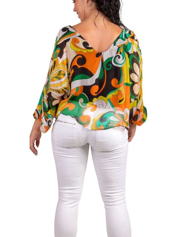 Gigi Moda - Wholesale Blouse - Women's - Groovy Dolman Sleeve Silk Crop Top1