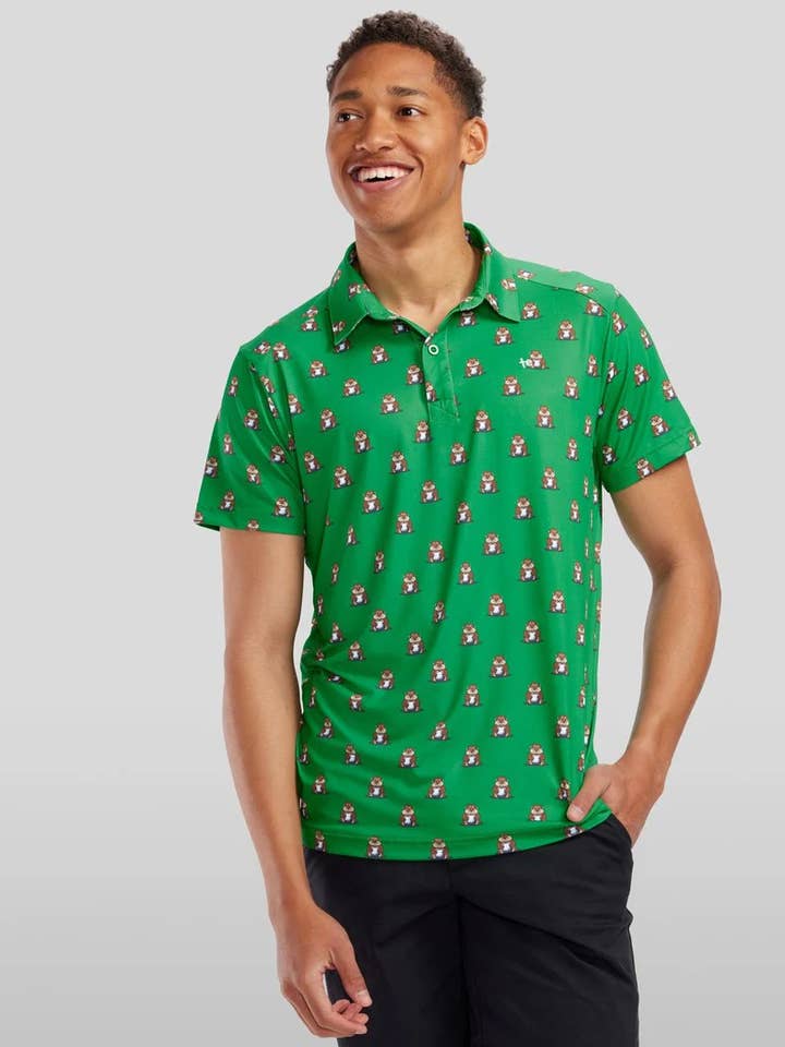 Tipsy Elves - Vendita all'ingrosso Polo - Uomo - Maglietta Polo Golpher Golf Gopher - Abbigliamento da Golf Divertente per Uomo1