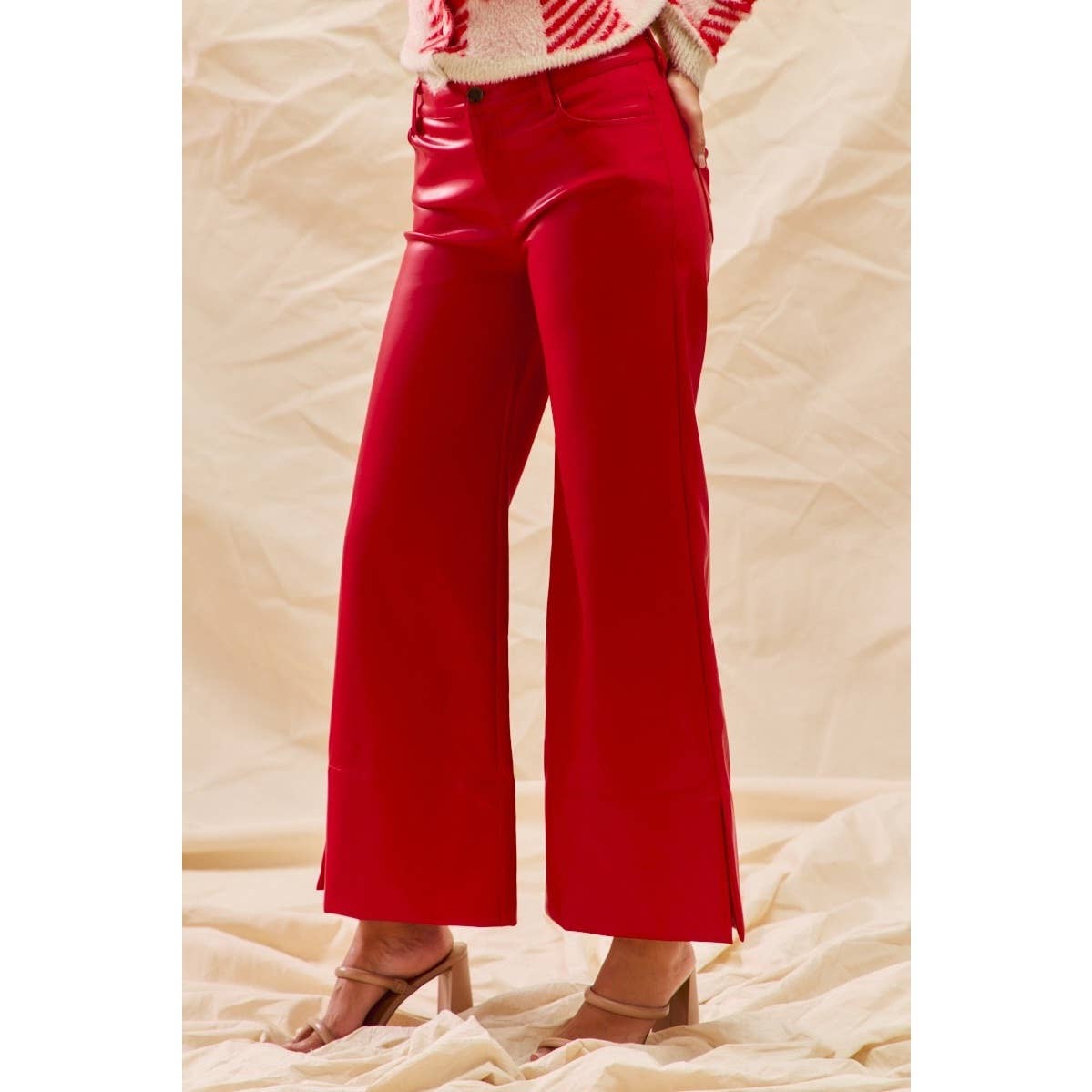 IVE - Vendita all'ingrosso Pantalone - Donna - Pantaloni natalizi a vita media in finta pelle6