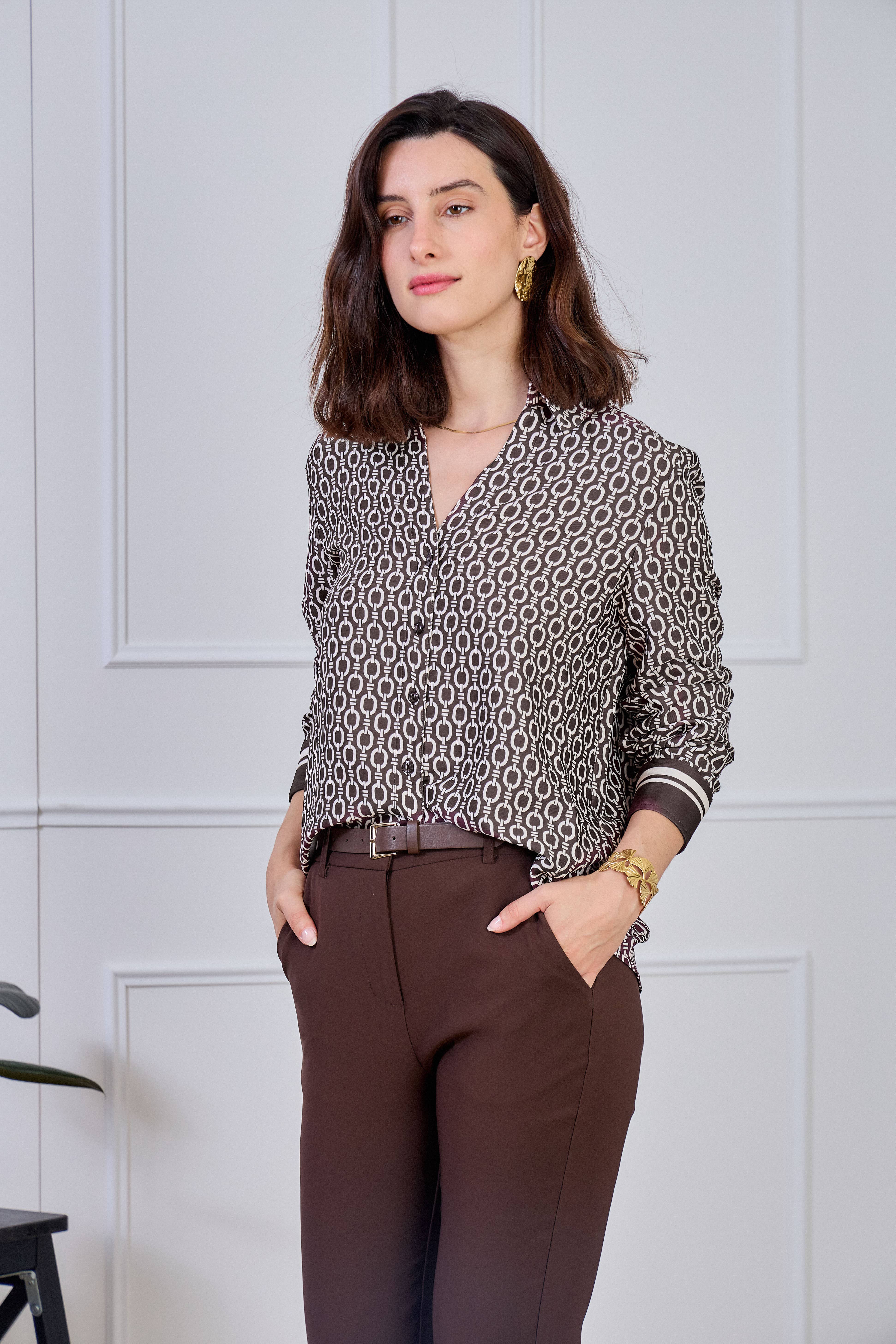 LULUMARY - Wholesale Overhemd met knopen - Dames - Kettingprint overhemd CH352A8