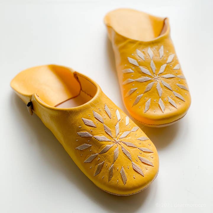 Moroccan leather Slipper Babouche // Embroidery Sunset for wholesale by dear Morocco