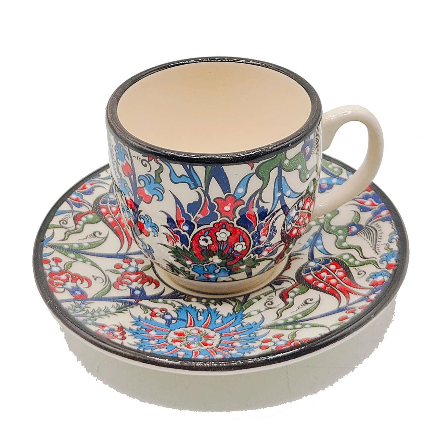 Etnico del Mondo - Vente Tasse à café/thé - Ensemble de 6 Tasses à Café/Cappuccino en Céramique Turque Décorée #71