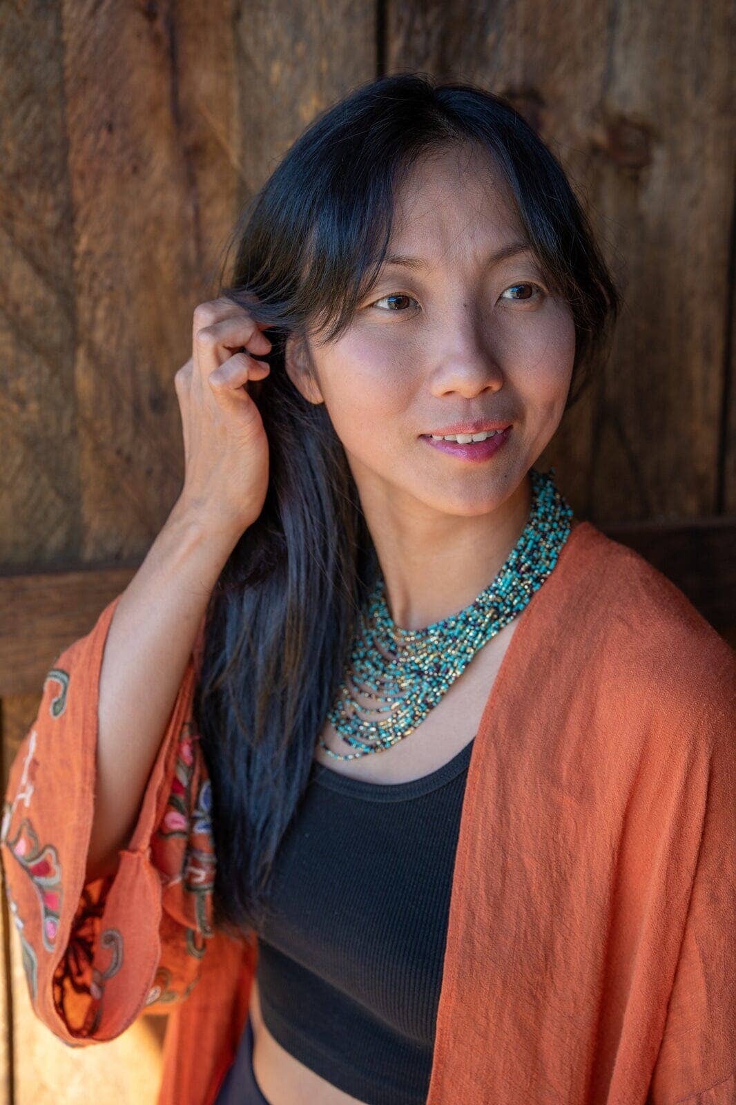 Mother Sierra - Wholesale Beaded/Pearl Necklace - Blue Pebbles — Turquoise & Gold Multi-Strand Necklace2