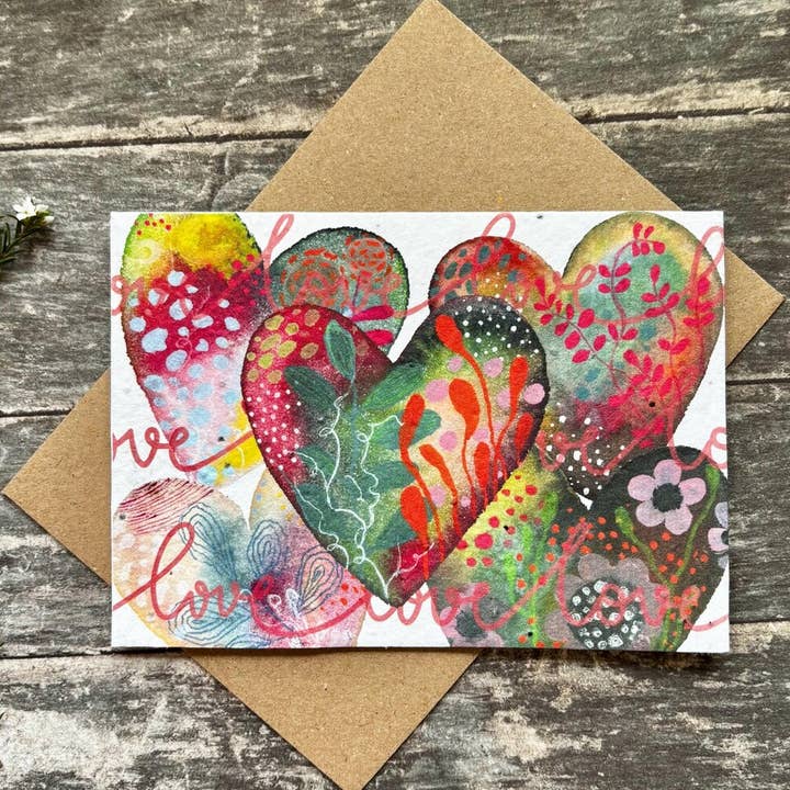 Erika's Whimsical Art – wholesale Love card – Plantable Seed Paper Love Card, Blank Inside 0