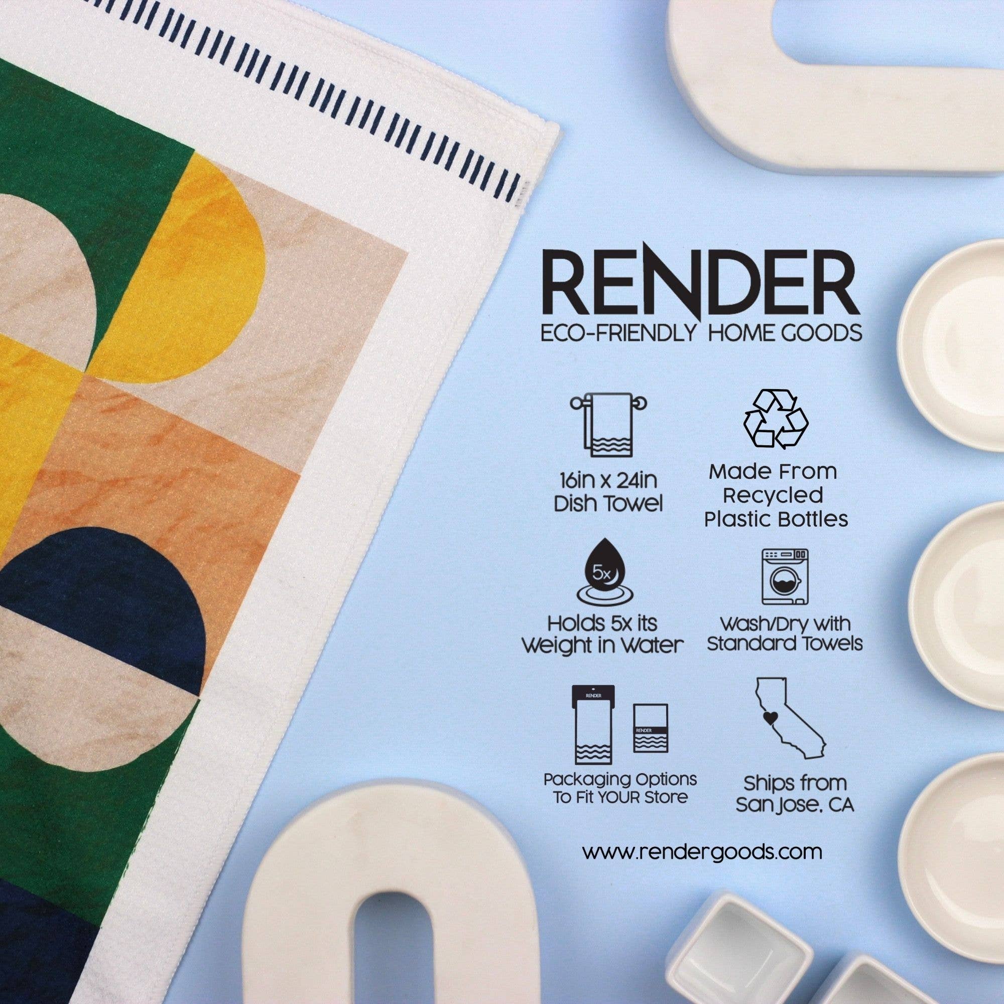 Render Goods - Wholesale Tea towel - Geo Boho Colorblock Dish Towel - 16''x24''3