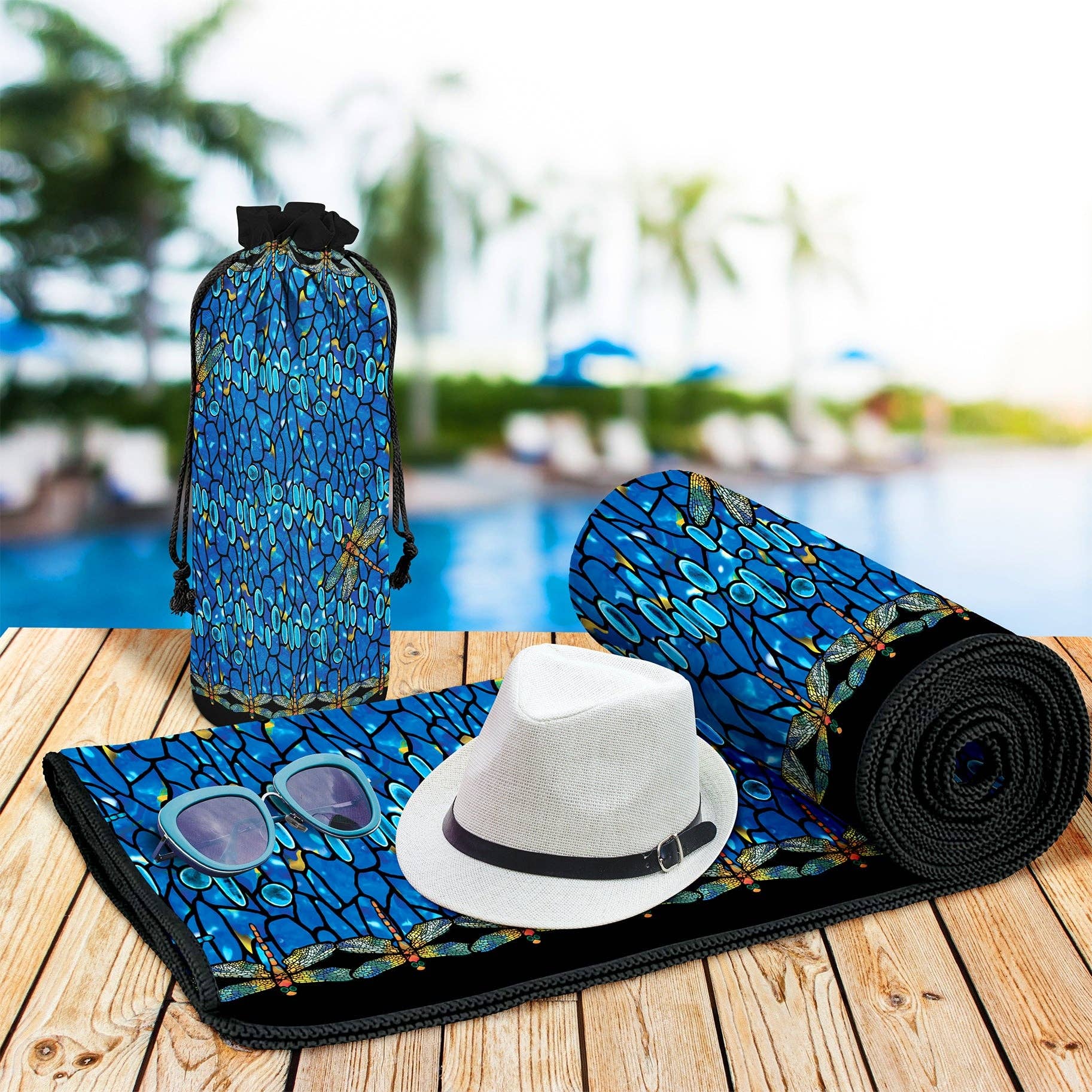 RainCaper - Wholesale Beach Towel - Tiffany Dragonfly Oversized Beach Towel - Microfiber, Quick-Dry4