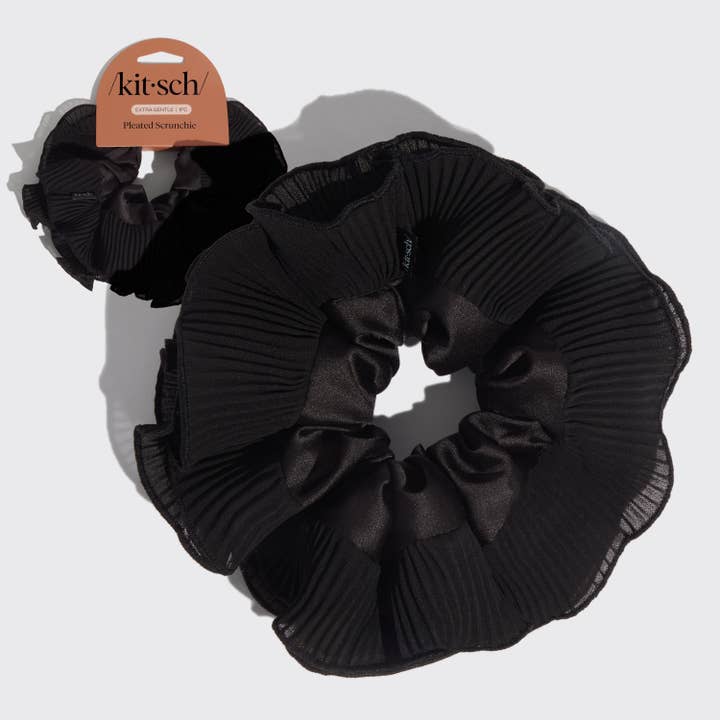 Pleated Scrunchie - Halloween Black for wholesale by KITSCH