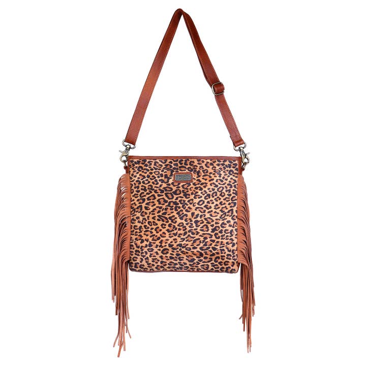 Crossbody i Læder Kohud til Kvinder - Brun Leopardprint for engroshandel hos Sixtease Bags USA