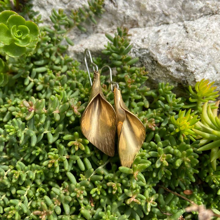 DMG Designs - Wholesale Dangle Earrings - Calla Lily Dangle Earrings | Natural Brass4