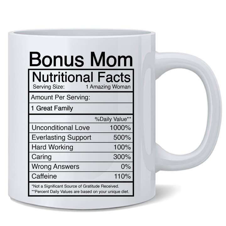 Gotham Gifts - Wholesale Coffee Mug - Bonus Mom Nutritional Facts Family Love Mothers Day Mug 11