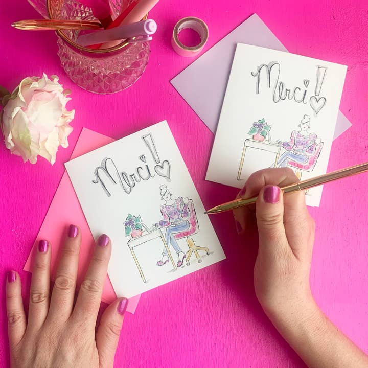 Carte de voeux Merci | Carte de remerciement aquarelle pour la vente par Lacee Swan