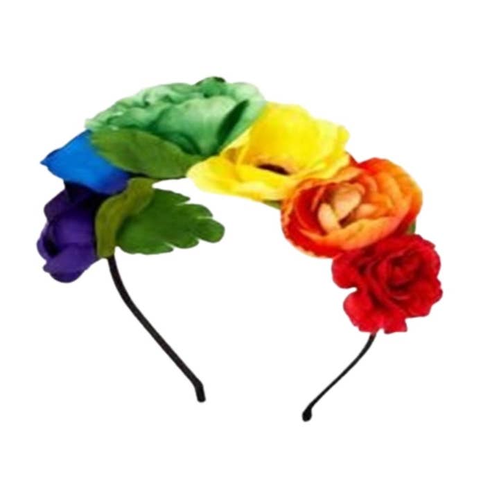 Rainbow Flower Headband (Each) for wholesale by Plush Appeal LLC