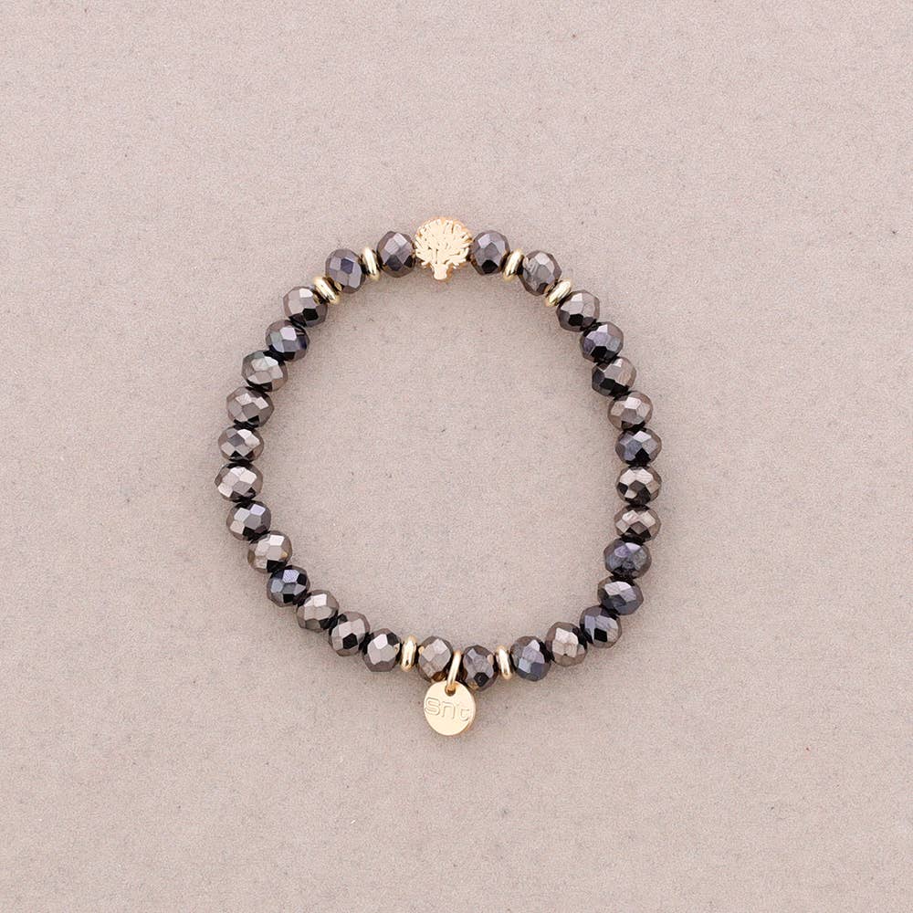 Sonata - Venta al por mayor Pulsera de cuentas - Pulsera Elastica Cristales Facetados Arbol Metal9