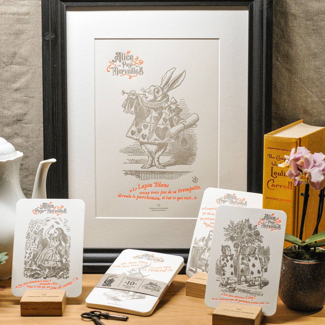 L'Atelier Letterpress - Wholesale Stationery/Notecard Set - Alice in Wonderland 10 Letterpress Cards Collection10
