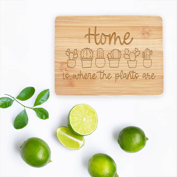 Home is Where the Plants Are Small Bamboo Cutting Board for wholesale by Love, Georgie