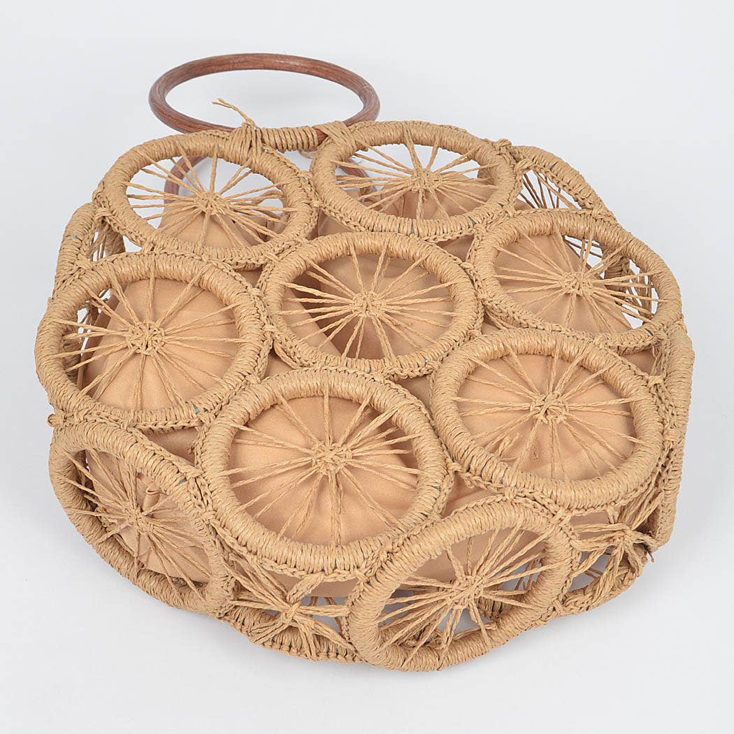 3AM BY H&D ACCESSORIES – wholesale Tote bag – Women's – Faux Straw Round Tote Bag6