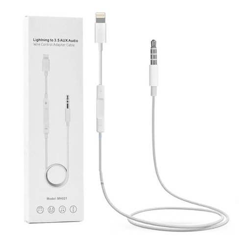Cable auxiliar Lightning a macho con control de volumen-MH021 para venta al por mayor de Mighty Wireless