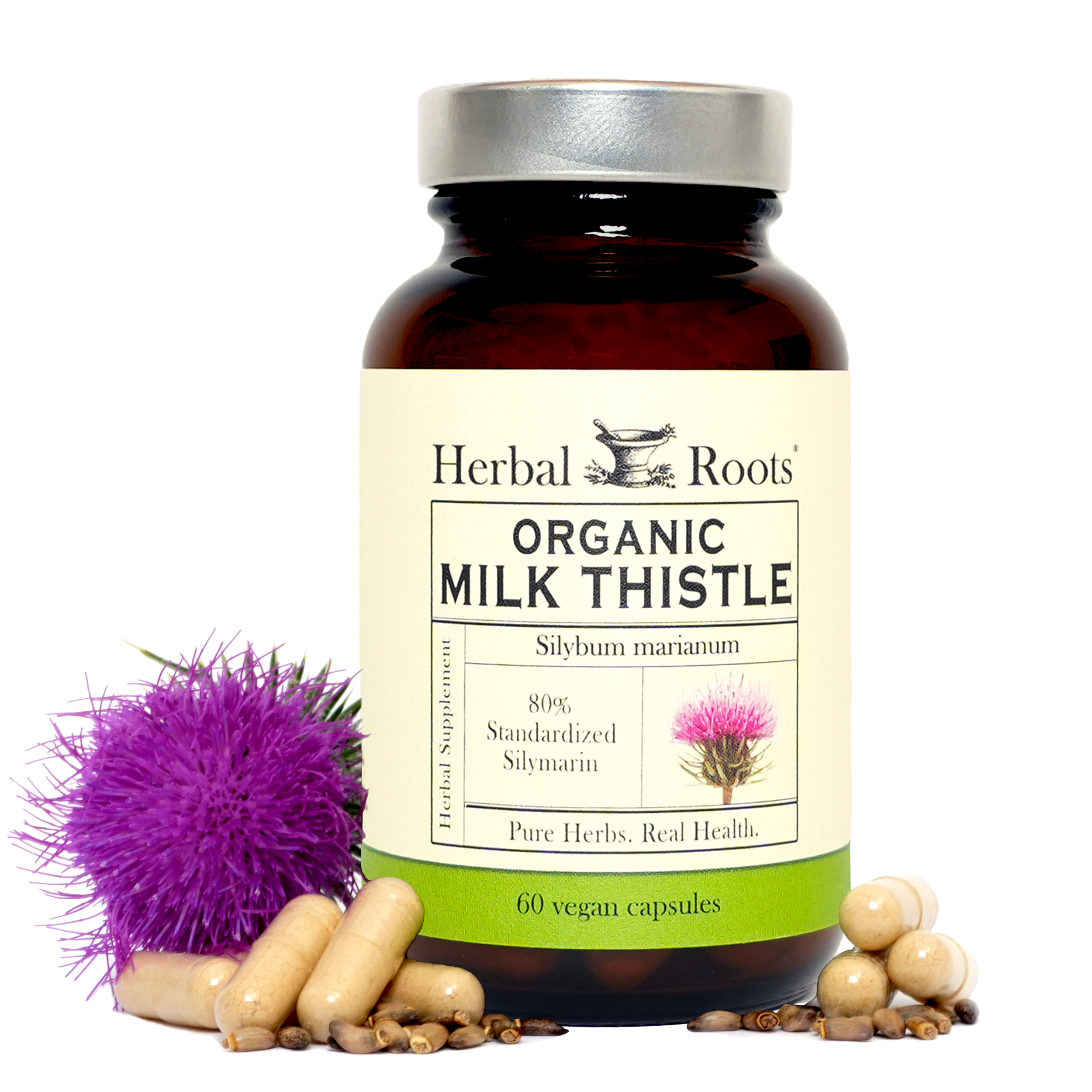 Herbal Roots - Wholesale Oral Supplement/Vitamin - Herbal Roots Organic Milk Thistle Capsules0