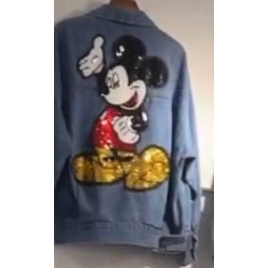MB Fashion Wholesale - Wholesale Denim Jacket - Women's - MB FASHION Oversized Denim Jacket with Cartoon Graphic 2891LY9