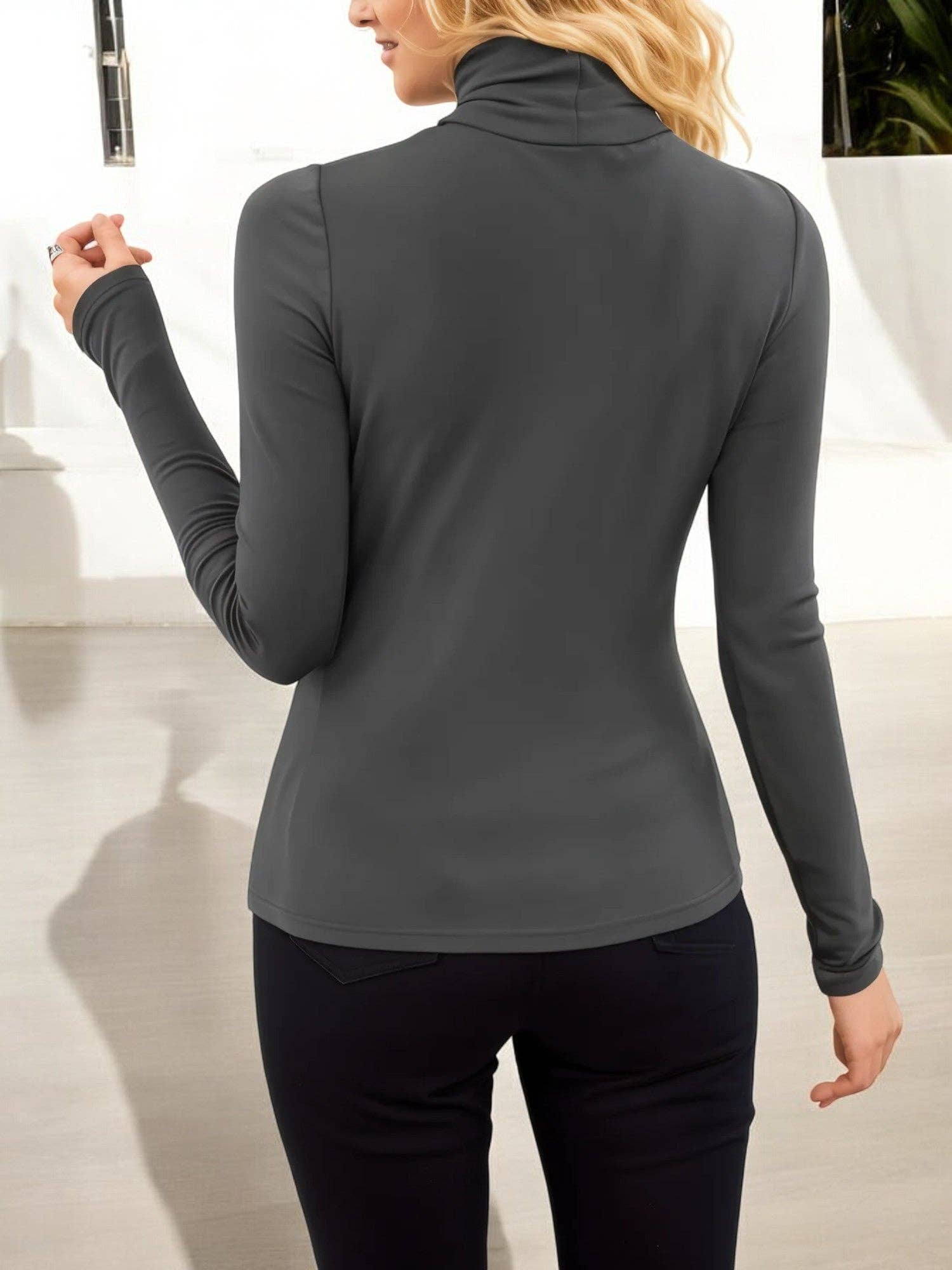 Anna Kaci Wholesale - Wholesale Knit Top - Women's - Fitted Long Sleeve Turtleneck Top with Stretch Fabric16