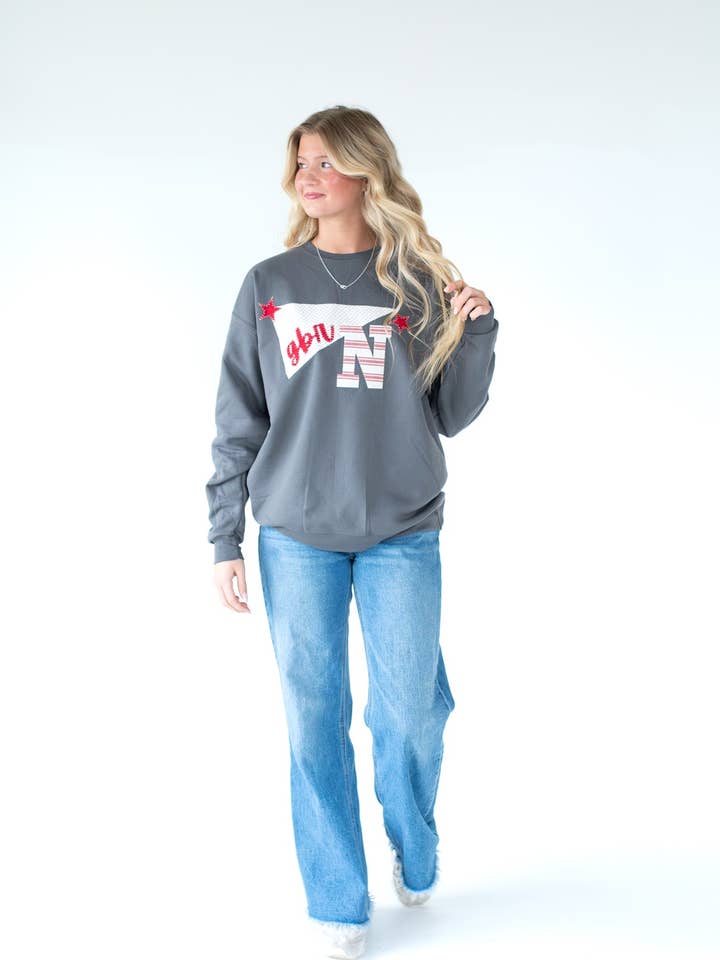 HUSKERS PENNANT - CHARCOAL CREW *CUSTOMIZABLE* for wholesale by h.flynn