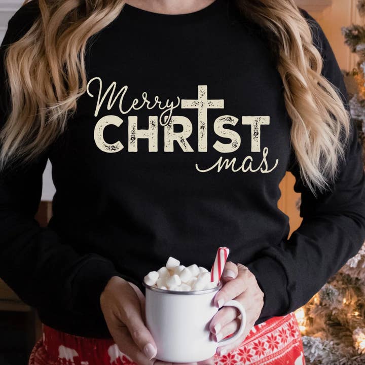 Merry CHRISTmas Long Sleeve Tee for wholesale by 85th Avenue Shop