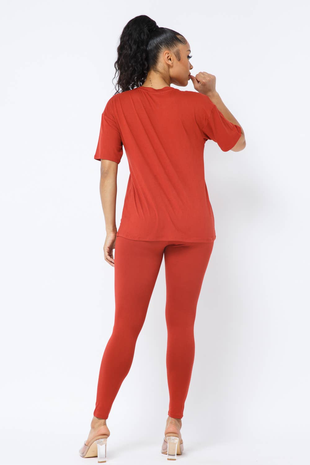 Julia by LoveJ - Wholesale Top & Pant Set (NOT Loungewear) - Women's - Plus Size Brushed Dty Round Neck Top Leggings Set22