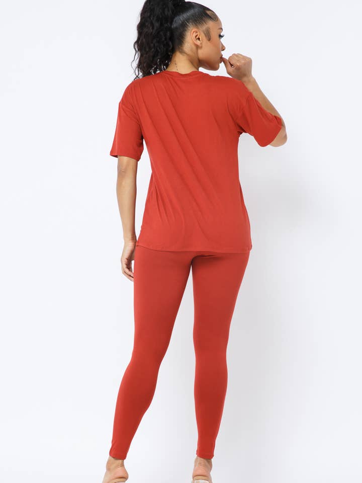 Julia by LoveJ - Wholesale Top & Pant Set (NOT Loungewear) - Women's - Plus Size Brushed Dty Round Neck Top Leggings Set22