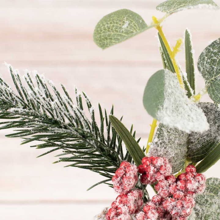 Factory Direct Craft - Wholesale Christmas Decoration - 10" Snowy Pinecone Berry Christmas Floral Pick