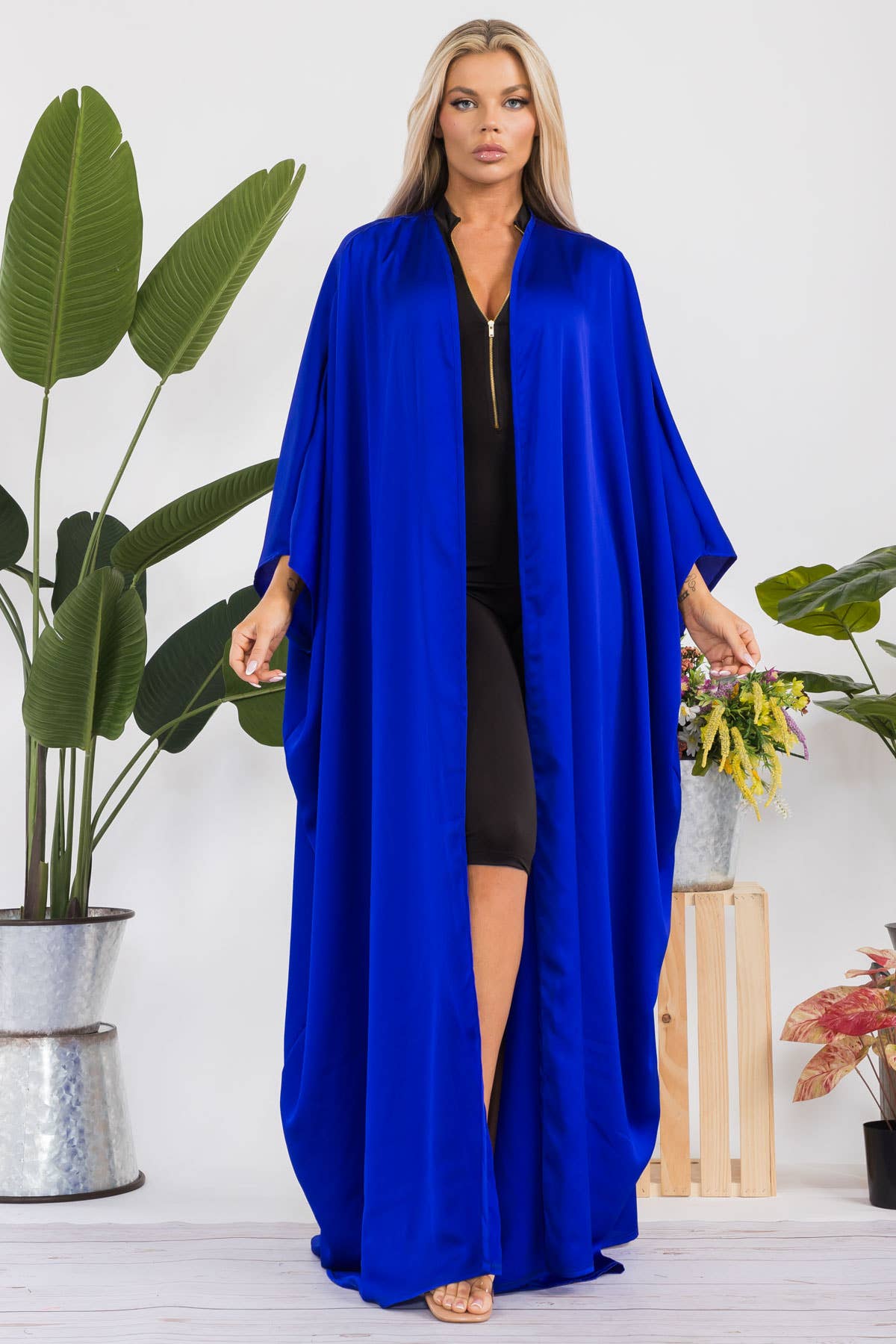 H&H Fashion Inc. - Wholesale Kimono - Women's - HH707D-R-SOLID - Open Front Duster0