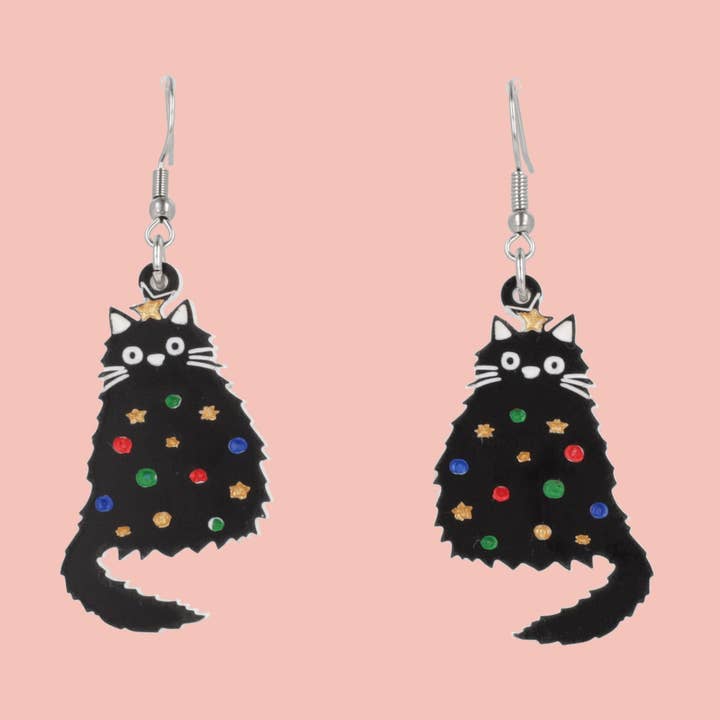 Meowy Christmas Earrings for wholesale by Sour Cherry