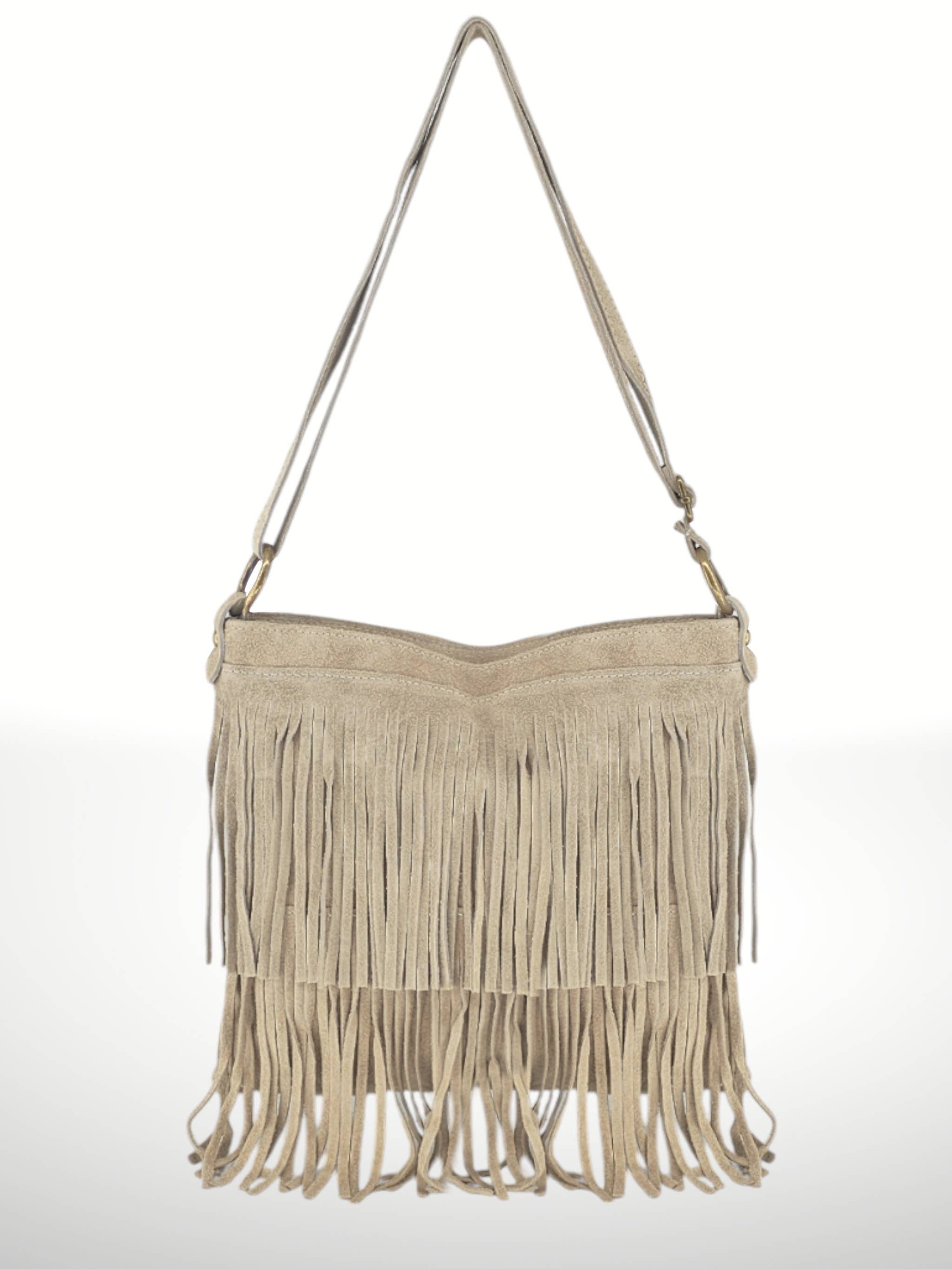 ITALIAN'S LEATHER - Wholesale Crossbodytas - Dames - Suède leren tas Cascade met franjes0