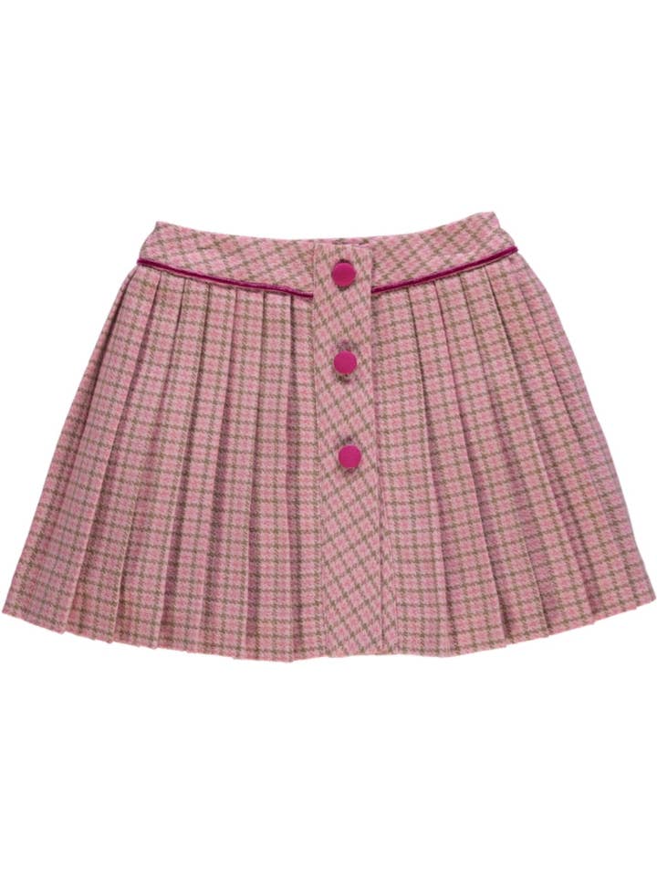 Falda de cuadros rosa con pliegues para venta al por mayor de Piccola Speranza