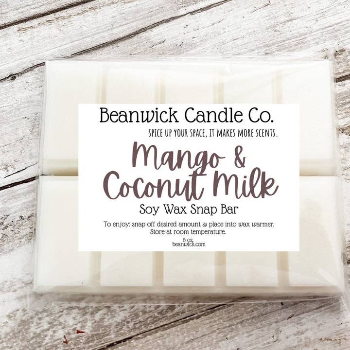 1 confezione (2 barrette) - La cera di soia al mango e latte di cocco si scioglie, regali unici per la vendita all'ingrosso da parte di Beanwick Candle Co.