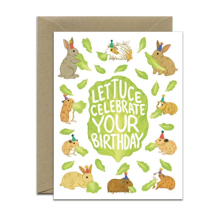 Lettuce Celebrate Bunnies Guinea Pigs Hamsters Birthday Card for wholesale by Yeppie Paper