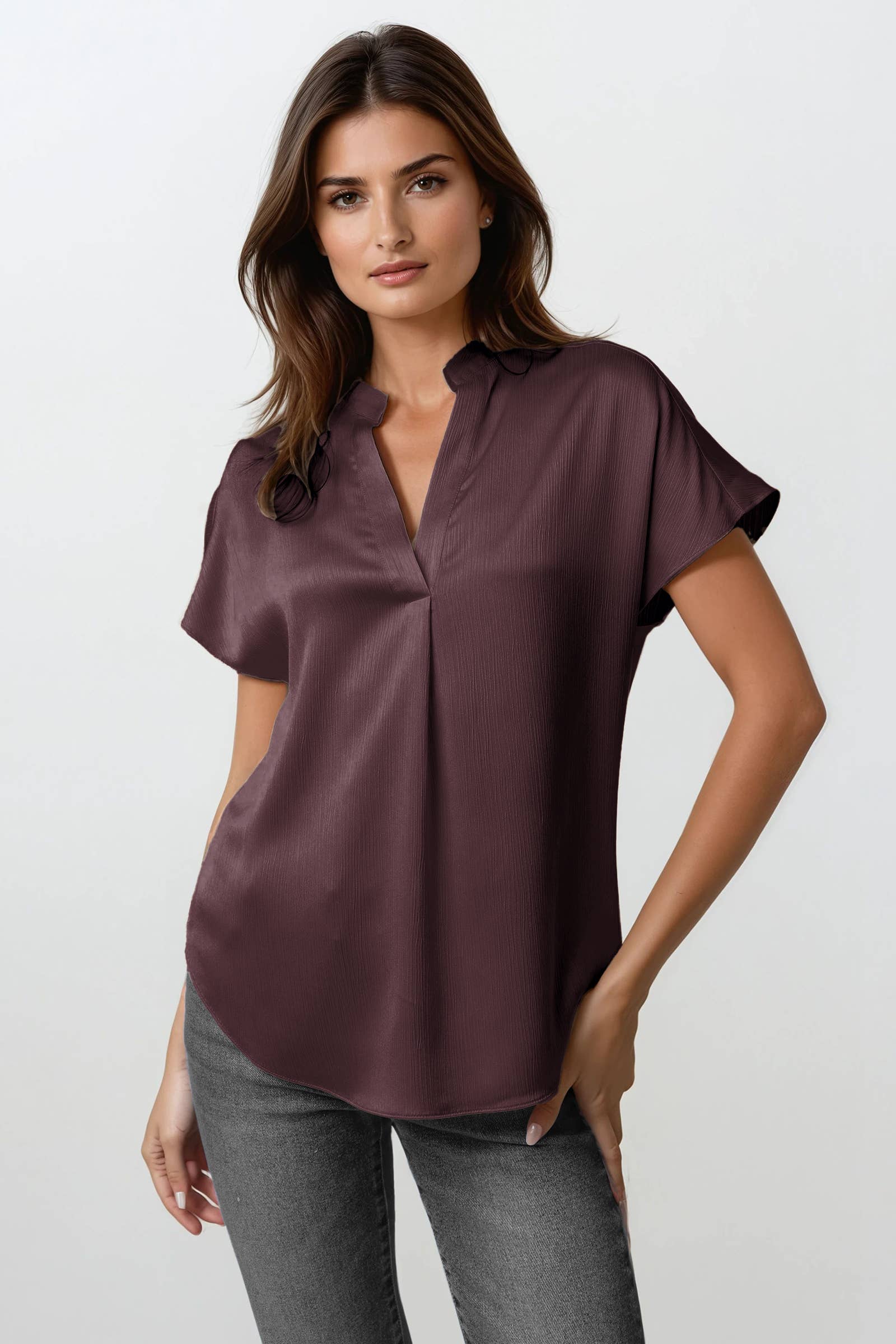 Naked Zebra – Engroshandel Bluse - Dame – Skjortebluse i rynket satin11