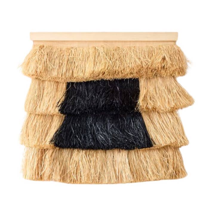 Raffia Wall Art Fringes, Natural + Black 40x40x6in for wholesale by Mbare Home + Gift