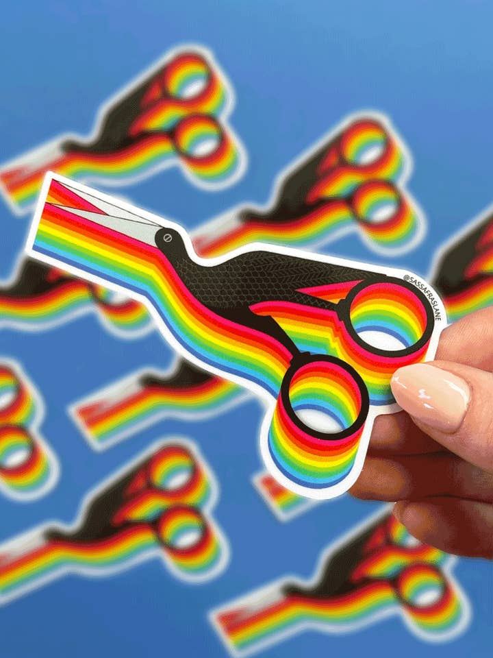 Stork Scissors Sticker for wholesale by Sassafras Lane Designs