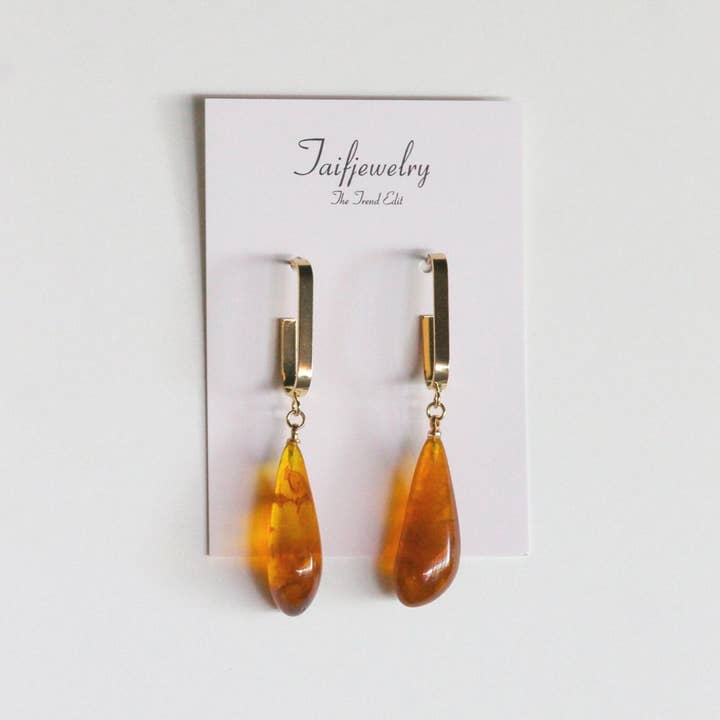 TaifJewely - Wholesale Dangle Earrings - TEAR-DROP RESIN HOOP EARRINGS.9