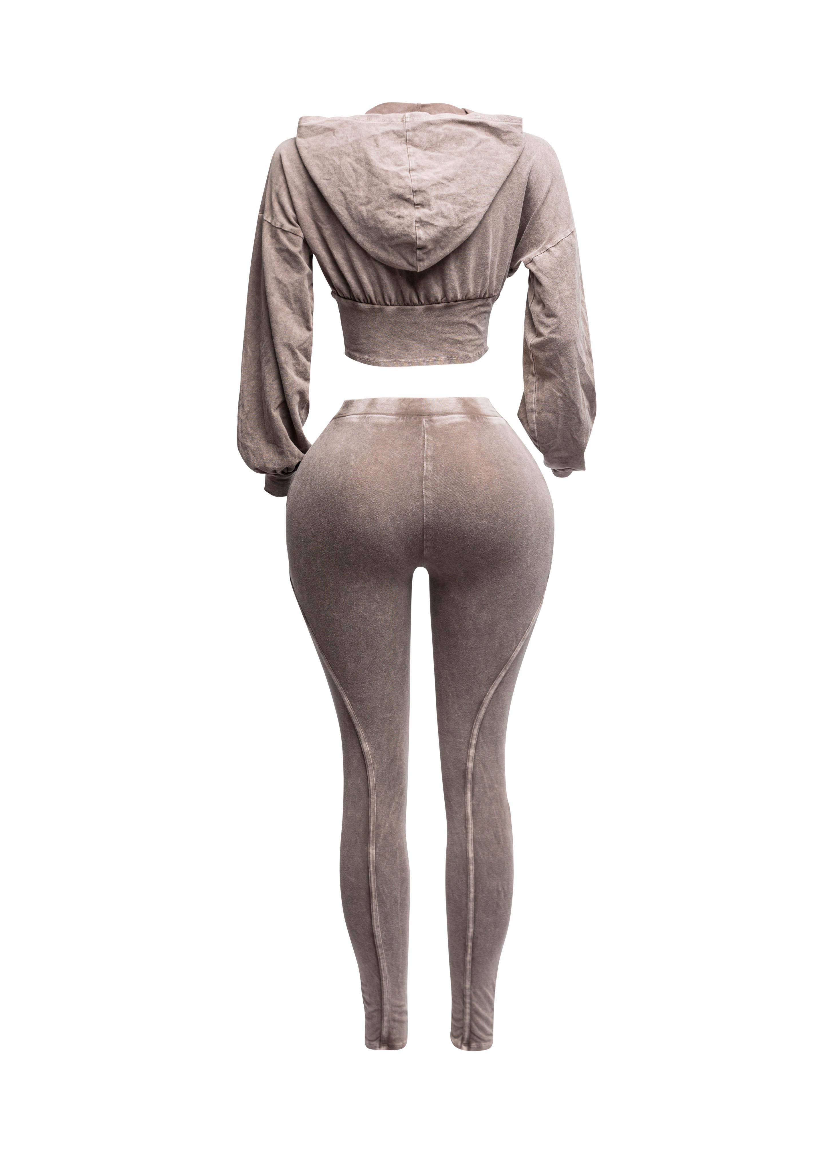 K Too - Wholesale Tops Set - Women's - Mineral washed hood top & leggings set5