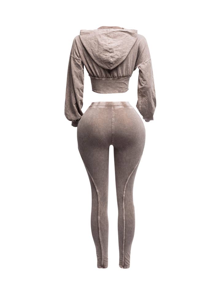 K Too - Wholesale Tops Set - Women's - Mineral washed hood top & leggings set5