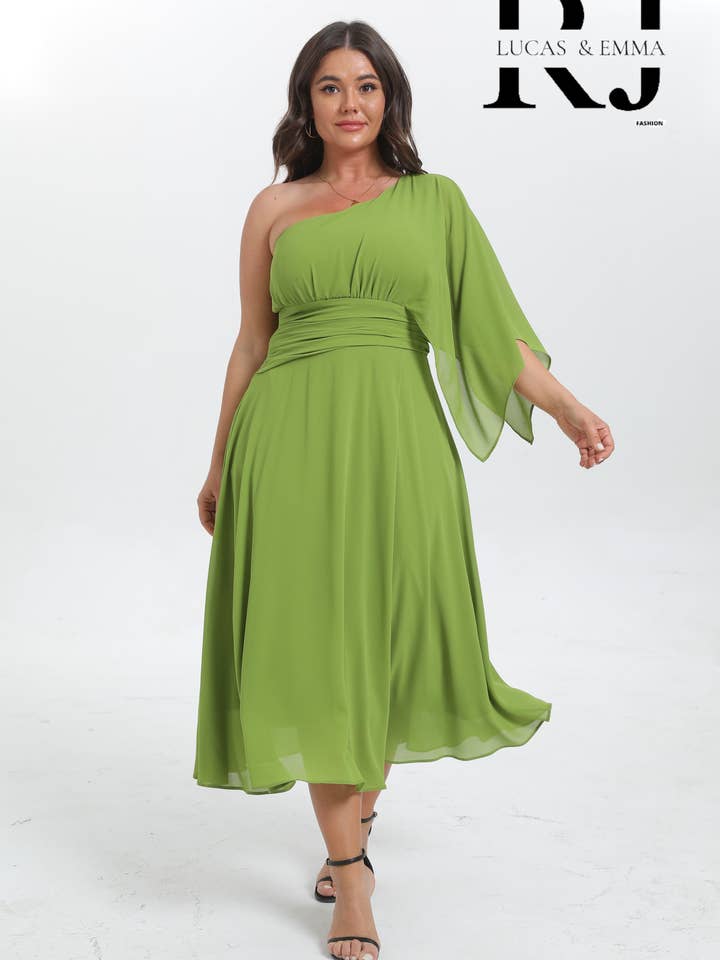 Asymmetrical mid-length plus size dress - 2590-3 for wholesale by Lucas & Emma - Sarl RJ & co