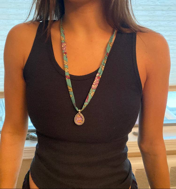 Jen Stock Mindful Designs - Wholesale Pendant/Charm Necklace - Block Print Beaded Necklaces37