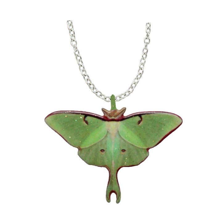 Luna Moth hängande halsband i rostfritt stål för wholesale av d'ears inc.