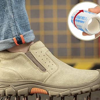 Kaki Chaussures de travail de sécurité à enfiler à bout en acier résistant aux perforations FitVille pour hommes en vente sur Faire10