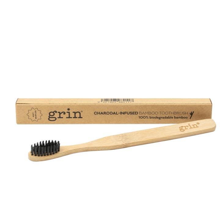 Grin Bamboo Charcoal-Infused Toothbrush (soft) and other Purchase Wholesale plasticbin. Free Returns & Net 60 Terms on Faire trending on Faire.