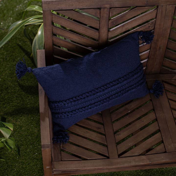 SALE - Kelly Navy Braided Stripe 14x22 Outdoor Indoor Pillow for wholesale by Foreside Home & Garden
